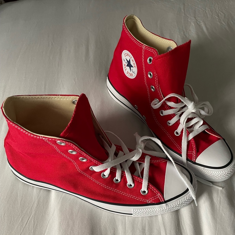 Converse red high tops. Size 11, brand new, never worn.